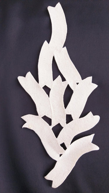 Beaded Ivory White Applique, Seed Beads, Bugle Beads Motif